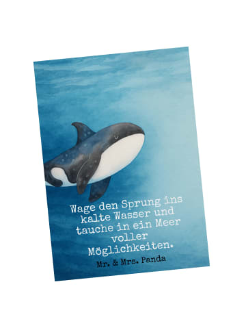 Mr. & Mrs. Panda Postkarte Orca Design mit Spruch in Weiß