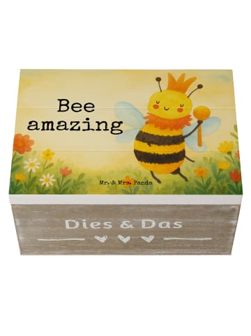 Mr. & Mrs. Panda Holzkiste Biene König Design mit Spruch in Weiß