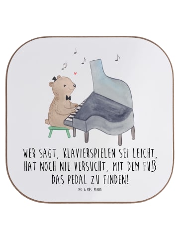 Glasuntersetzer Klavier Herausforderung mit Spruch in Weiß