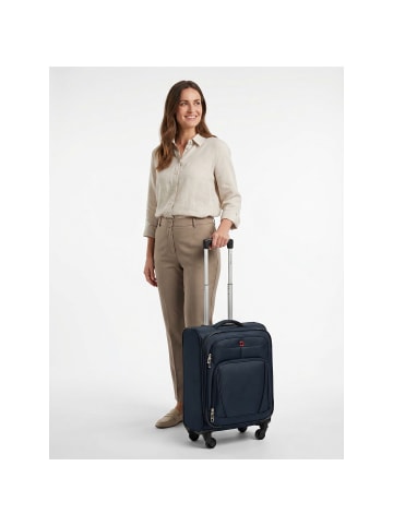 Wenger Beaumont 4 Rollen Kabinentrolley S 54 cm mit Dehnfalte navy