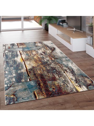 KADIMA DESIGN Teppich Kurzflor Holzdielen-Optik Wohnzimmer schmutzabweisend in Mehrfarbig