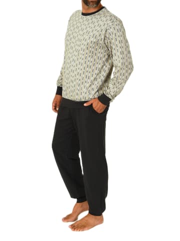 NORMANN Langarm Schlafanzug Pyjama Bündchen - 84096 in dunkelgrau