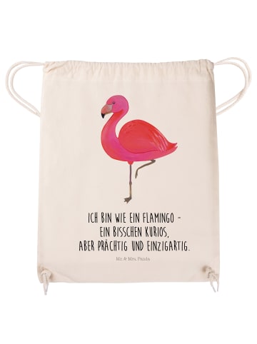 Mr. & Mrs. Panda baumwoll turnbeutel Flamingo Classic mit Spruch in Creme
