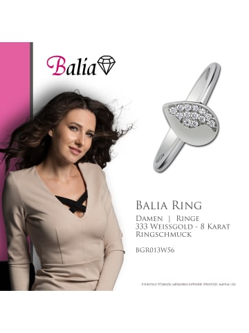 BALIA Ring Gold 333 Weißgold - 8 Karat Blatt weißgold Größe 56 (17,8)