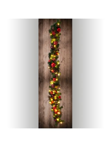 näve LED-Weihnachtslichterkette mit Dekoration (L) 100 cm in Rot