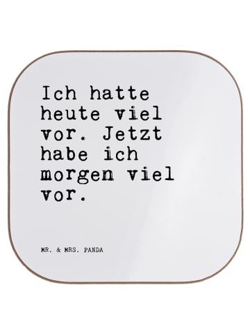 Mr. & Mrs. Panda Getränkeuntersetzer Ich hatte heute viel... mit... in Weiß