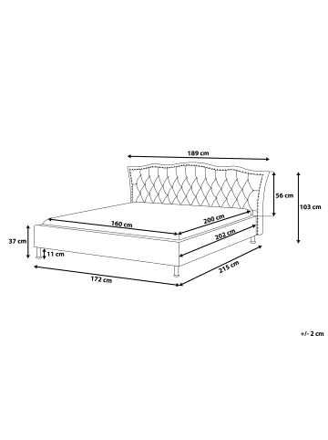 Beliani Doppelbett METZ in Schwarz/Silber - (W) 189 x (H) 103 x (L) 215 cm
