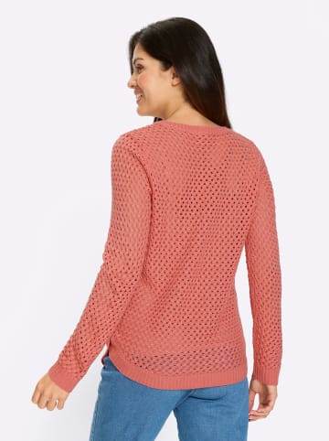 Sieh an! Ajour-Pullover in flamingo