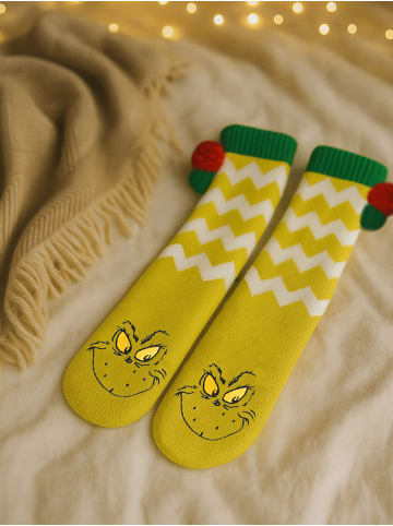 The Grinch The Grinch Hüttensocken Haussocken Bommel Sherpa Futter Kuschelsocken in grün