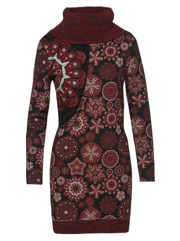 KOROSHI KLEID MIT FLOCKDETAILS in rot