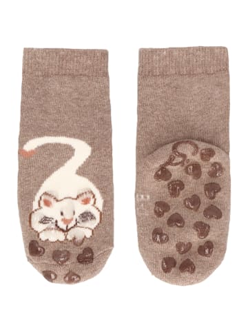 Sterntaler ABS-Krabbelsocken DP Katze in braun mel.