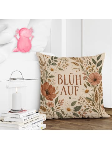 Mr. & Mrs. Panda Couchkissen Wildblumen Boho Design mit Spruch in Weiß