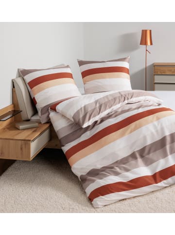 Janine Janine Satin Bettwäsche Palermo - Streifen beige rost orange  in orange