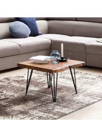 KADIMA DESIGN Massivholz Couchtisch Baumkante: Sheesham, Haarnadelbeine - Stilvoll