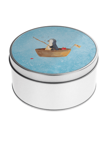 Mr. & Mrs. Panda Blechdose rund Pinguin Angelboot ohne Spruch in Eisblau
