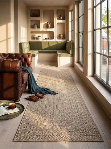 KADIMA DESIGN Läufer Bordüre flachgewebt pflegeleicht Wohnzimmer Flur Esszimmer in Natur