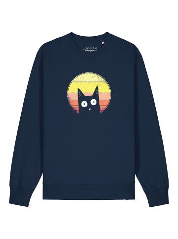wat? Apparel Sweatshirt Sunset Cat in Dunkelblau
