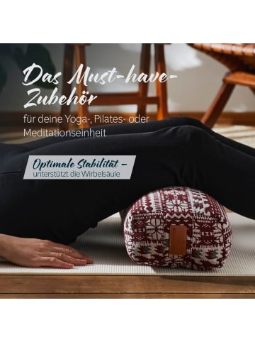 Lumaland #DoYourYoga Yoga-Bolster Paravati - Dinkelspelz - 67x22x13cm - Style9/Rot/Weiß