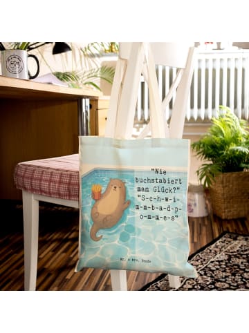 Mr. & Mrs. Panda Tasche Otter Schwimmbad Pommes Design mit Spruch in Weiß