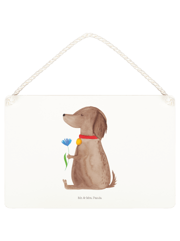 Mr. & Mrs. Panda Türschild Hund Blume ohne Spruch in Weiß