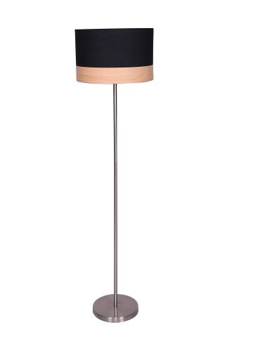 SalesFever Stehleuchte 151 cm 1-flammig dimmbar mit Holzoptik am Lampenschirm in Schwarz