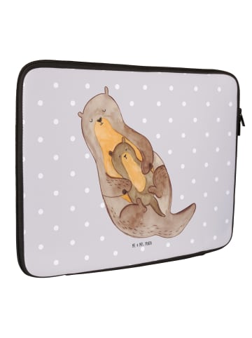 Mr. & Mrs. Panda Laptop Tasche Otter Kind ohne Spruch in Grau Pastell