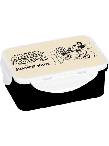 Geda Labels Brotdose Mickey in Steamboat Willie Vintage in Schwarz - 18x13x8cm