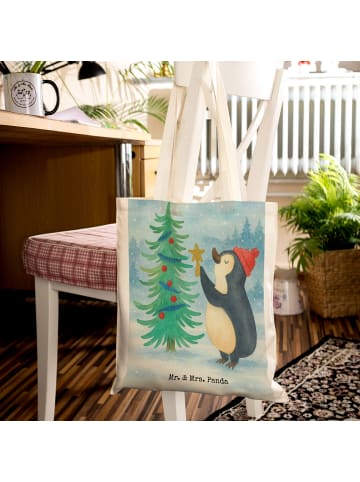 Mr. & Mrs. Panda Shopper Pinguin Weihnachtsbaum Design ohne Spruch in Weiß