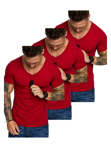 Amaci&Sons Herren 3er-Pack T-Shirts 3. EUGENE in (3x Rot)