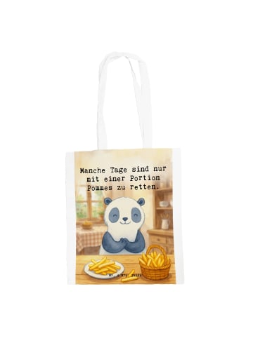 Mr. & Mrs. Panda Tote Bag Panda Pommes Gebet Design mit Spruch in Weiß