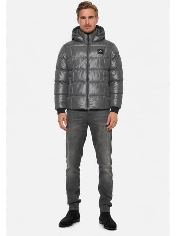 Rusty Neal Warme Herren Steppjacke Puffer Winterjacke mit Kapuze in Glanzoptik in Anthrazit