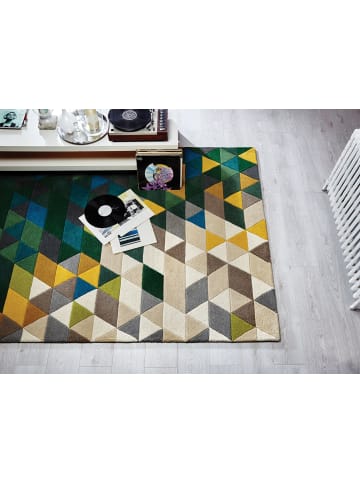 KADIMA DESIGN Luxus handgetufteter Wollteppich in Grün-Multi