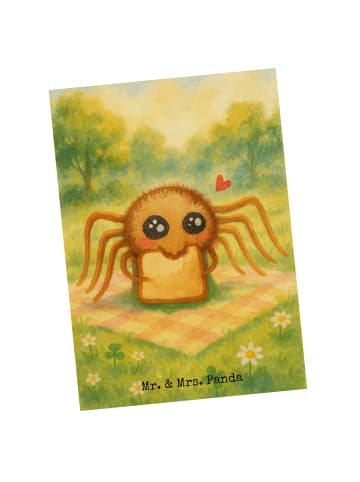 Mr. & Mrs. Panda Postkarte Spinne Agathe Sandwich Design ohne Sp... in Weiß