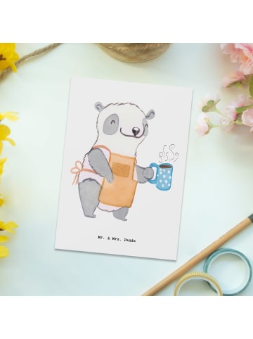 Mr. & Mrs. Panda Postkarte Barista Herz ohne Spruch in Weiß