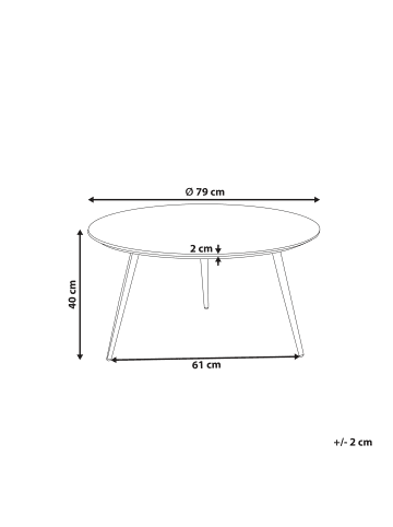 Beliani Couchtisch EFFIE in Weiß/Schwarz - (W) 79 x (H) 40 x (L) 79 cm