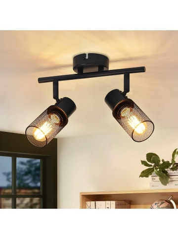 ZMH Deckenleuchte in Schwarz 2-flammige E27 Industrial Flurlampe Ohne Leuchtmittel