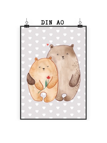 Mr. & Mrs. Panda Poster Bären Liebe ohne Spruch in Grau Pastell