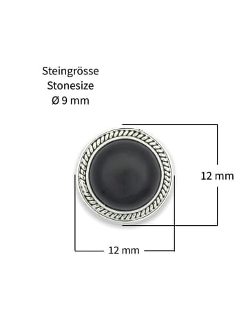 mantraroma 925er Silber - Ohrstecker (L) 12 x (B) 12 mm mit Onyx