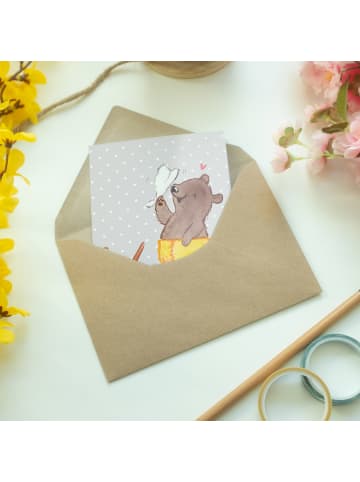 Mr. & Mrs. Panda Grußkarte Saunameister Herz ohne Spruch in Grau Pastell