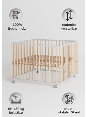 Sämann Sämann Laufgitter mit Lattenrost & Matratze SleepPlus - weiß/natur - Premium