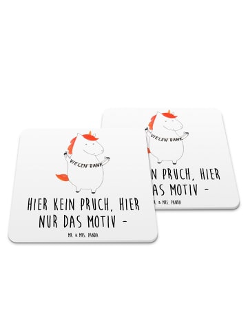 Mr. & Mrs. Panda Glasuntersetzer Einhorn Dankeschön mit Spruch in Weiß
