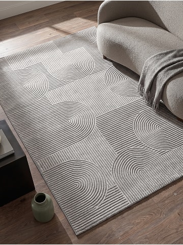 KADIMA DESIGN ERESMA Teppich Kurzflor Grau 200x290 Geometrisch Polyester Wohnzimmer in Grau
