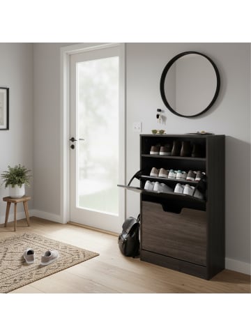 relaxdays Schuhschrank in Grau - (B)80 x (H)102 x (T)24 cm