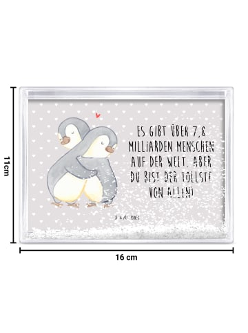 Mr. & Mrs. Panda Bilderrahmen Pinguine Kuscheln mit Spruch in Grau Pastell