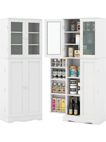 COSTWAY Küchenschrank Holz 60x31,5x161,5 cm in Weiß