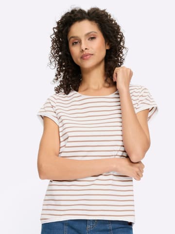 Heine T-Shirt in weiß-sesam-geringelt