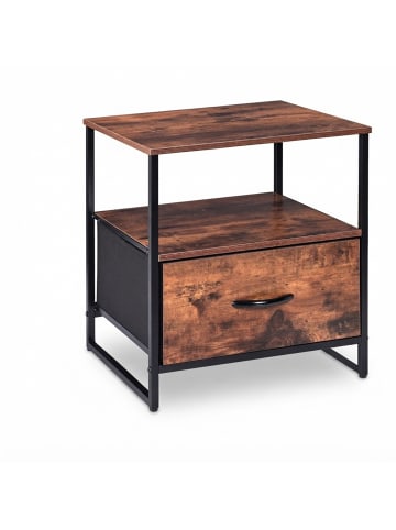 relaxdays 2 x Nachttisch in Schwarz/ Braun - (B)45 x (H)50 x (T)42,5 cm