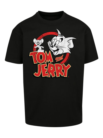 F4NT4STIC Heavy Oversize T-Shirt Tom And Jerry Distressed Logo in schwarz