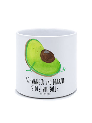 Mr. & Mrs. Panda XL Blumentopf Avocado Schwangerschaft mit Spruch in Weiß