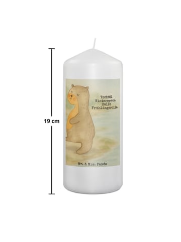 Mr. & Mrs. Panda Kerze Otter Bauch Design mit Spruch in Weiß